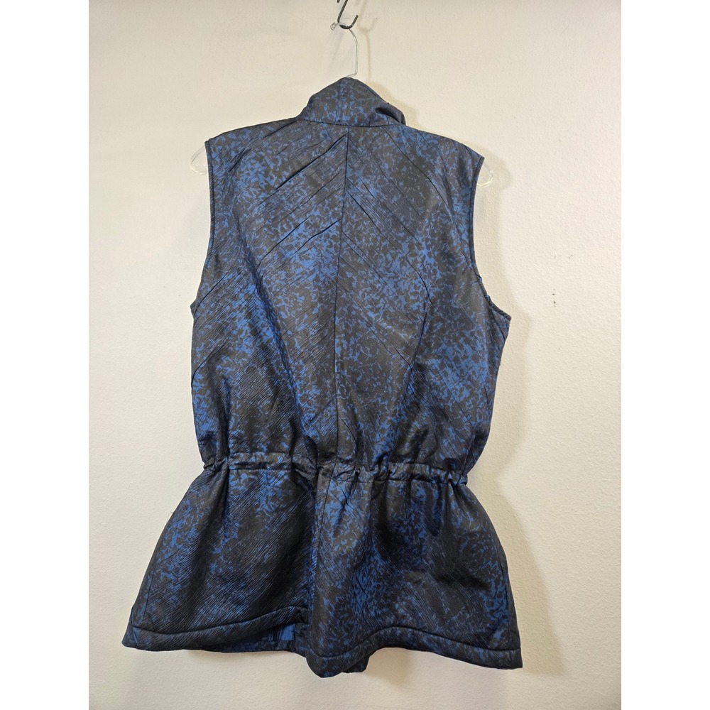 Coldwater Creek Blue Black Abstract Quilted Cinched Waist Puffer Vest Large - Picture 3 of 6